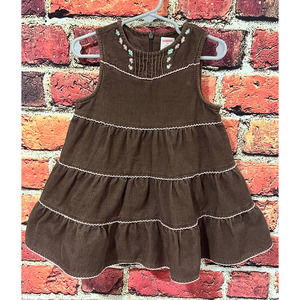 Gymboree Brown Corduroy Sleeveless Dress Girls Size 2T Ruffle